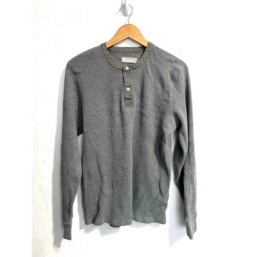 Everlane Henley Shirt Mens Large Grey Waffle Thermal Long Sleeve
